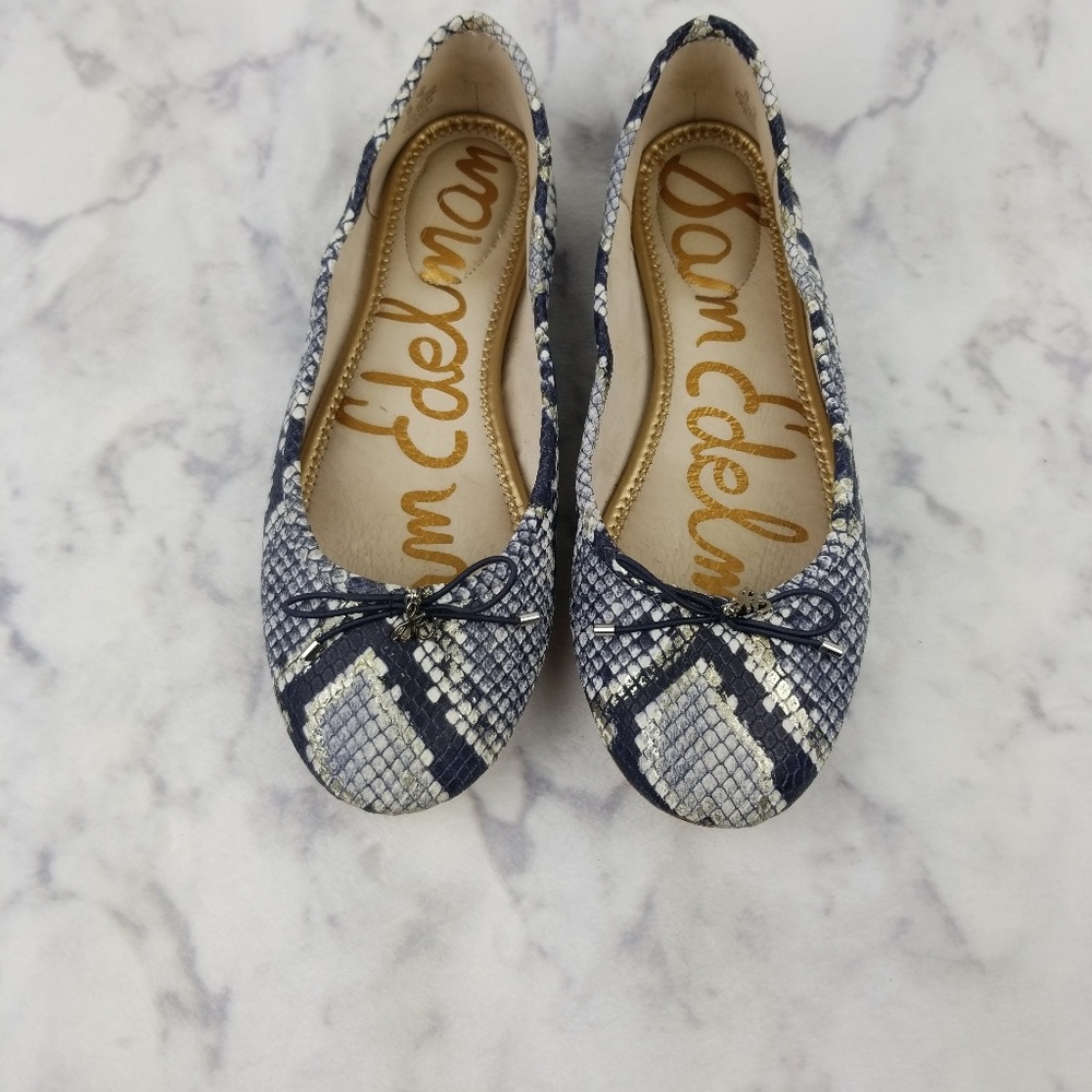 Sam Edelman Snakeskin Flats size 9W black white
